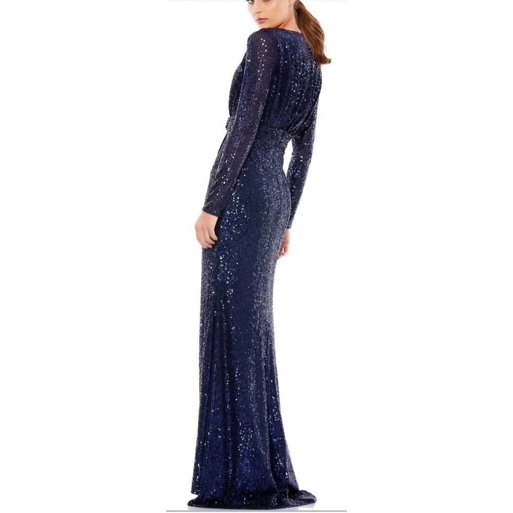 IEENA for MacDuggal SEQUINED LONG SLEEVED BLACK EVENING GOWN 10 - Picture 2 of 9